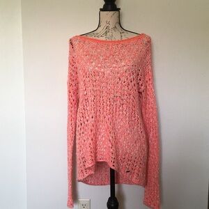 Hollister Pink Open Knit Loose Fit Sweater